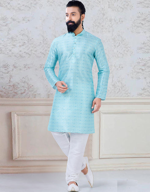Printed Kurta sequence work on silk Chudidaar