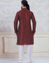 Maroon Kurta sequence work on silk Chudidaar Closure View