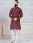 Maroon Kurta sequence work on silk Chudidaar