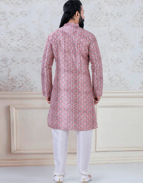 Print Kurta sequence work on silk Chudidaar Closure View