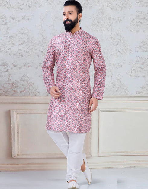 Print Kurta sequence work on silk Chudidaar