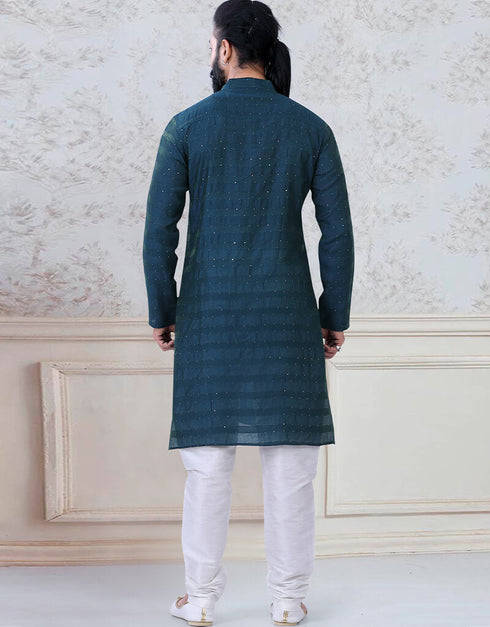 Rama Kurta sequence work on silk Chudidaar Closure View