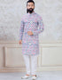 Print Kurta sequence work on silk Chudidaar