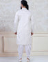 Cream Kurta Jacquard Peshawari Closure View