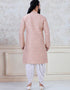 Peach Kurta Jacquard Peshawari Closure View