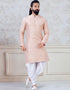 Peach Kurta Jacquard Peshawari