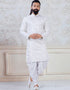 Cream Kurta Jacquard self woven Peshawari