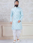 Sky Blue Kurta Jacquard Silk Peshawari