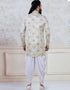 Light Green Indo style kurta thread embroidered silk Peshawari Closure View