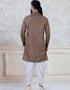 Brown Indo style kurta Linen Peshawari Closure View