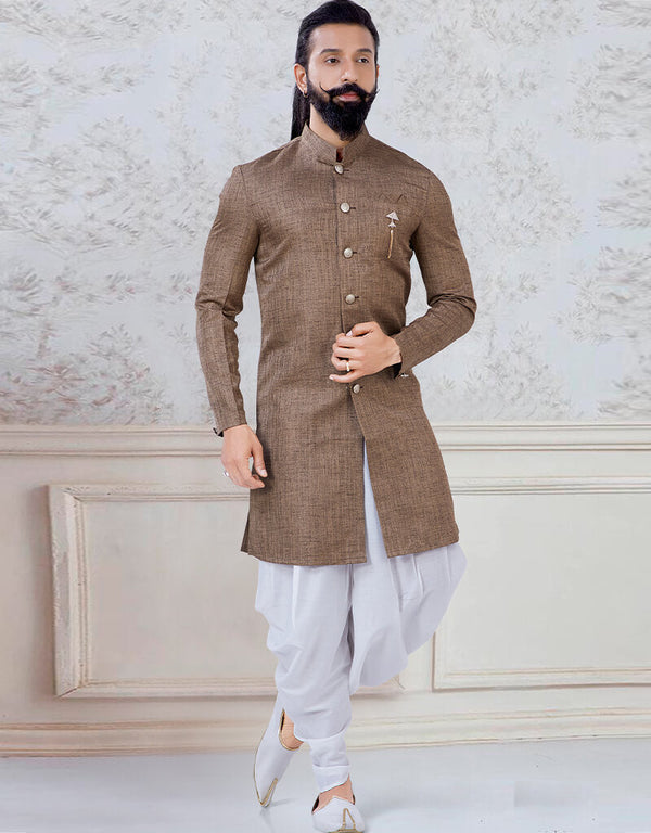 Brown Indo style kurta Linen Peshawari