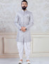 Grey Indo style kurta Jacquard Silk Peshawari