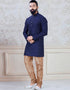 Blue Kurta Zari on silk Chudidaar