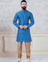 Blue Kurta thread work on silk Chudidaar