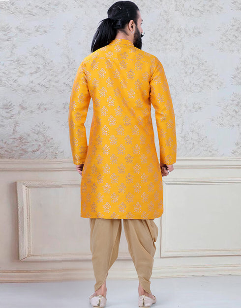 Yellow Kurta jamawar Chudidaar Closure View