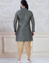 Bottle Green Kurta Jamawar Chudidaar Closure View