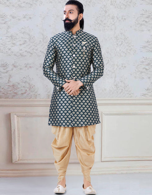 Bottle Green Kurta Jamawar Chudidaar