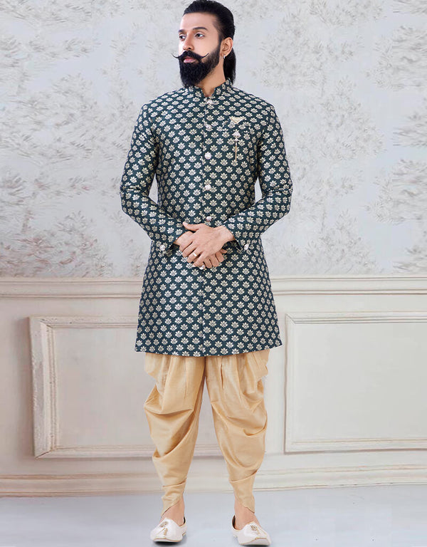 Bottle Green Kurta Jamawar Chudidaar