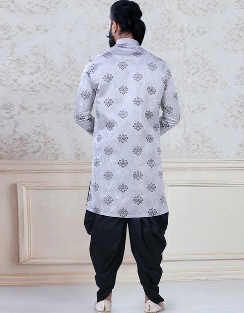 Grey Kurta Jacquard Chudidaar Closure View