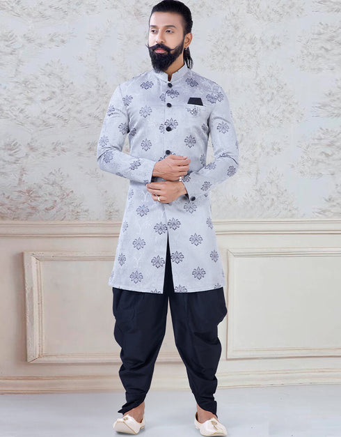 Grey Kurta Jacquard Chudidaar