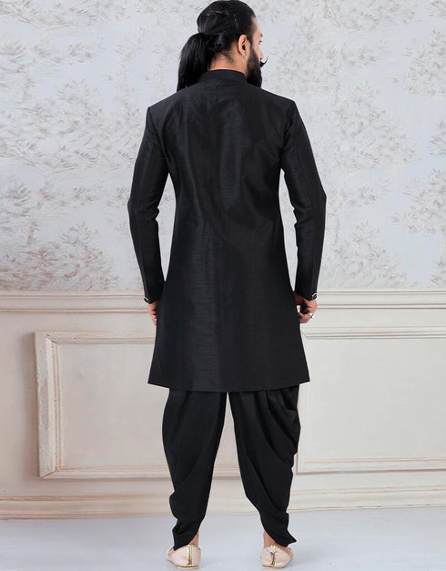Black Kurta Silk Chudidaar Closure View