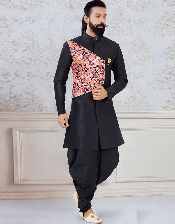 Black Kurta Silk Chudidaar