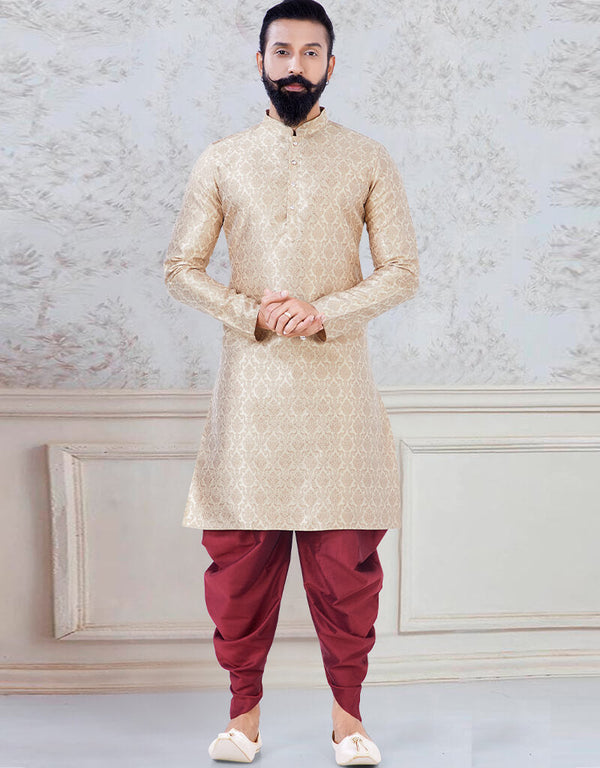 Gold Kurta Jacquard Chudidaar