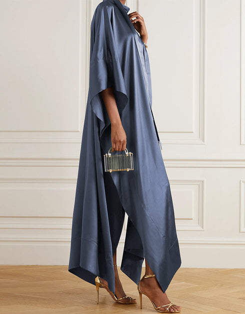 Mercury Grey Heavy Designer Heavy Maxi Dress Back View