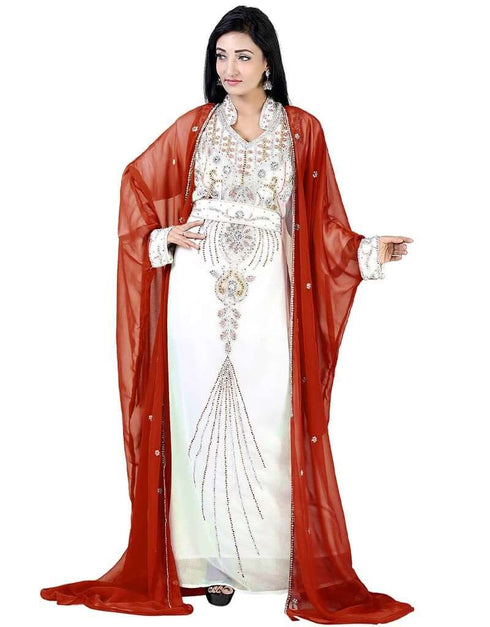 Arabic Rust Colored Embroidery worked Kaftan