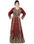 Islamic Maroon Georgette Pearl Embroidery Kaftan
