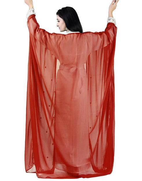 Arabic Rust Colored Embroidery worked Kaftan