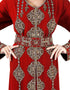 Traditional Maroon Georgette Stone Embroidery Kaftan