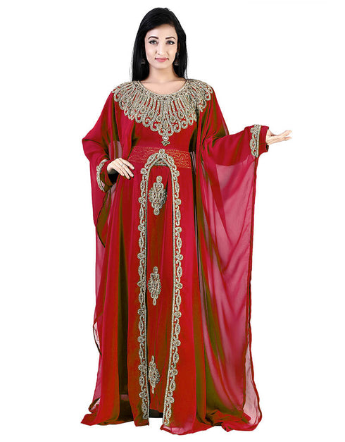 Beautiful Red Colored Georgette Heavy Farasha