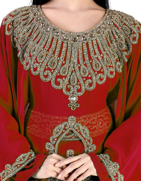 Beautiful Red Colored Georgette Heavy Farasha