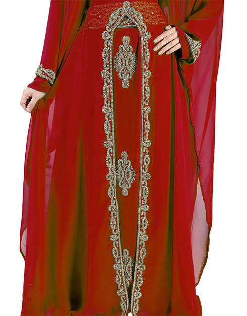 Beautiful Red Colored Georgette Heavy Farasha