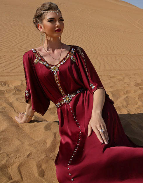 Maroon Ramadan Dubai Long Evening Abaya