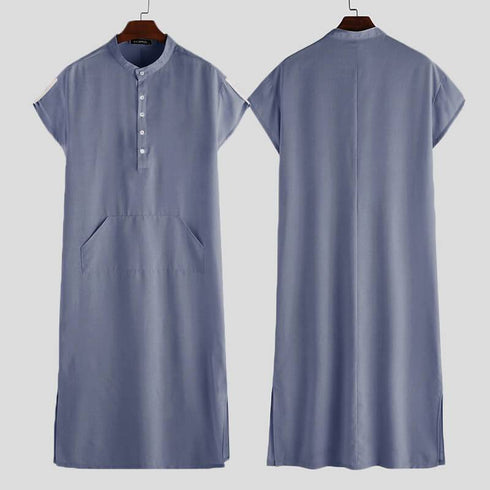 Islamic Arab Men Kaftan Stand Collar