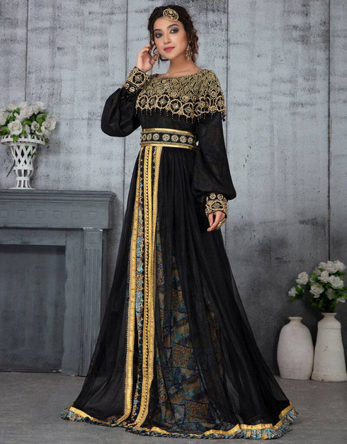 Muslim Women Plus Size Black Moroccan Kaftan