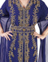 Islamic Navy Blue Georgette Pearl Embroidery Kaftan