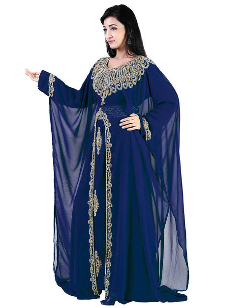 Traditional Blue Colored Georgette Heavy Farasha