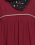 Arabic gathered 3 panels with Zig Zag Lace Flare Abaya Maroon