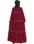 Arabic gathered 3 panels with Zig Zag Lace Flare Abaya Maroon