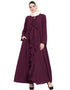 Chic front Open Frill Shrug cum Abaya Wine