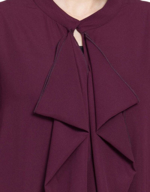 Chic front Open Frill Shrug cum Abaya Wine