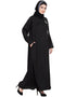 Dubai Front zip and slit hand work Nida Abaya Black