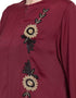 Dubai Front zip and slit hand work Nida Abaya Maroon