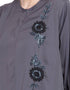 Modest Front zip and slit hand work Nida Abaya Light Grey