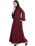 Islamic Hand embroidered Umbrella Nida Abaya Maroon