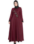 Islamic Hand embroidered Umbrella Nida Abaya Maroon
