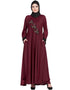 Islamic Hand embroidered Umbrella Nida Abaya Maroon